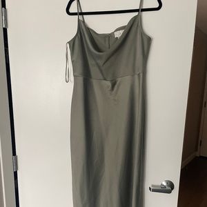 BHLDN Cali Satin Cowl-Neck Midi Slip Dress